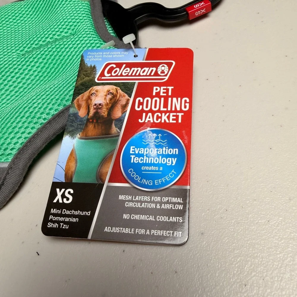 Coleman Pet Cooling Jacket XS Green Mesh Reflective Dog Vest NWT Heat Relief